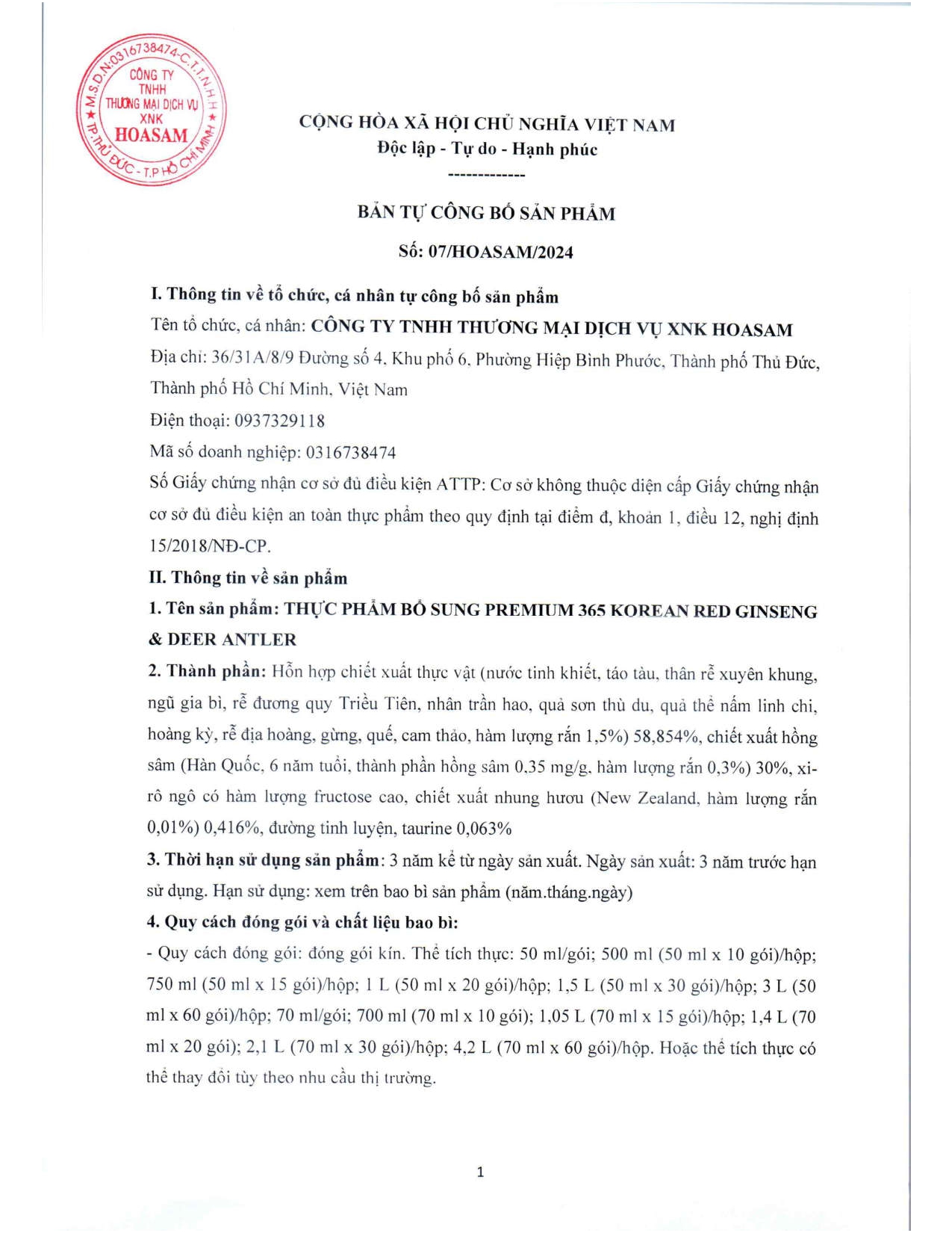 CB THỰC PHẨM BỔ SUNG Premium 365 Korean Red Ginseng & Deer Antler_page-0001